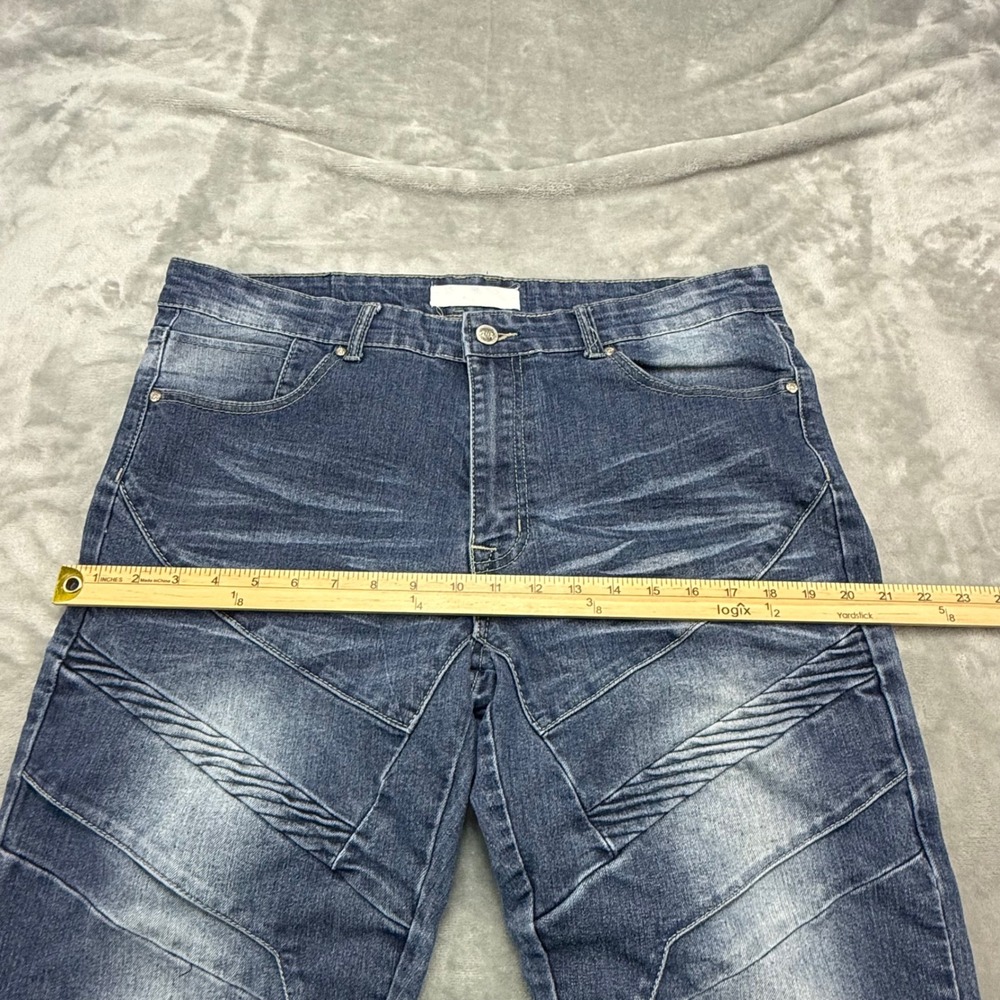 Refinery Republic Men's Blue Moto Jeans 36x30‎ Distressed Panels Denim Pants - Picture 15 of 16